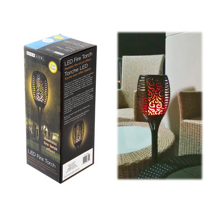 Solar LED Fire Torch 96 LED's, Red/Yellow Flame, C/box