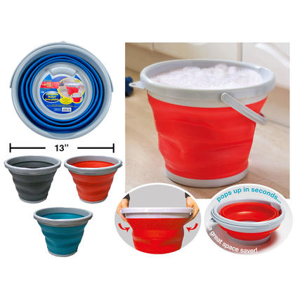 Action 1, 10L Collapsible Bucket 12.5"dia. X 10"H, 1 Randomized Color Per Pack