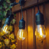 Rayonled OSL 2W 27K 48FT 120 Holiday Lighting 48Ft Outdoor String Light Weatherproof 15 Hanging Sockets S14 E26 2W 15 LED Bul
