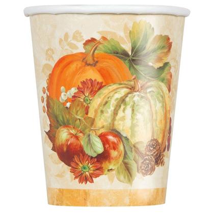 Thanksgiving Pumpkin Harvest Fall Party Paper Cups, 9oz, 8Pcs/Pack