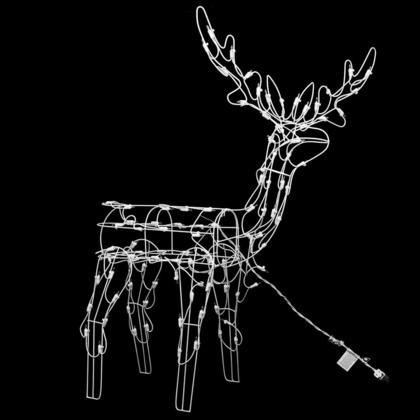 Renne Debout Décoration Noël Fil Blanc 100 Lampes Intérieur & Extérieur 48"H
