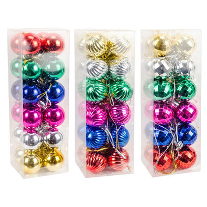 Christmas Small Ornament Ball Decoration 6 Colors 1.2" Diameter 24Pcs/Pack