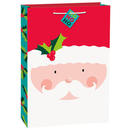 Happy Santa Christmas Jumbo Gift Candy Paper Bag for Home Party Decor