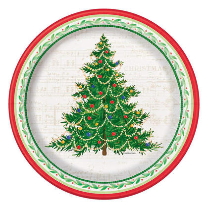 Classic Christmas Tree Paper Dinner Plates for Home Party Decor, 10.25 inch, 8ct