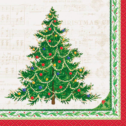 Classic Christmas Tree Beverage Napkins for Holiday Home Party Decor, 16ct