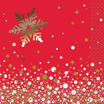 Foil Gold Sparkle Christmas Beverage Paper Napkins, 16Pcs/Pack