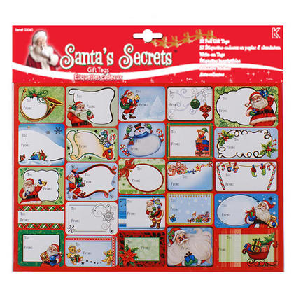 Christmas Foil Gift Labels Tags Stickers Self Adhesive 50 Pcs/Pack