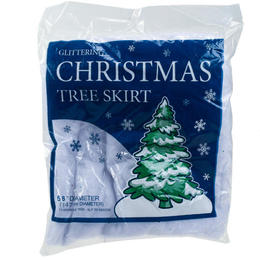 Other Brands LVC 36392 Christmas New Year Party Supplies Christmas Tree Skirt Festive Holiday Design Color White with Glitter