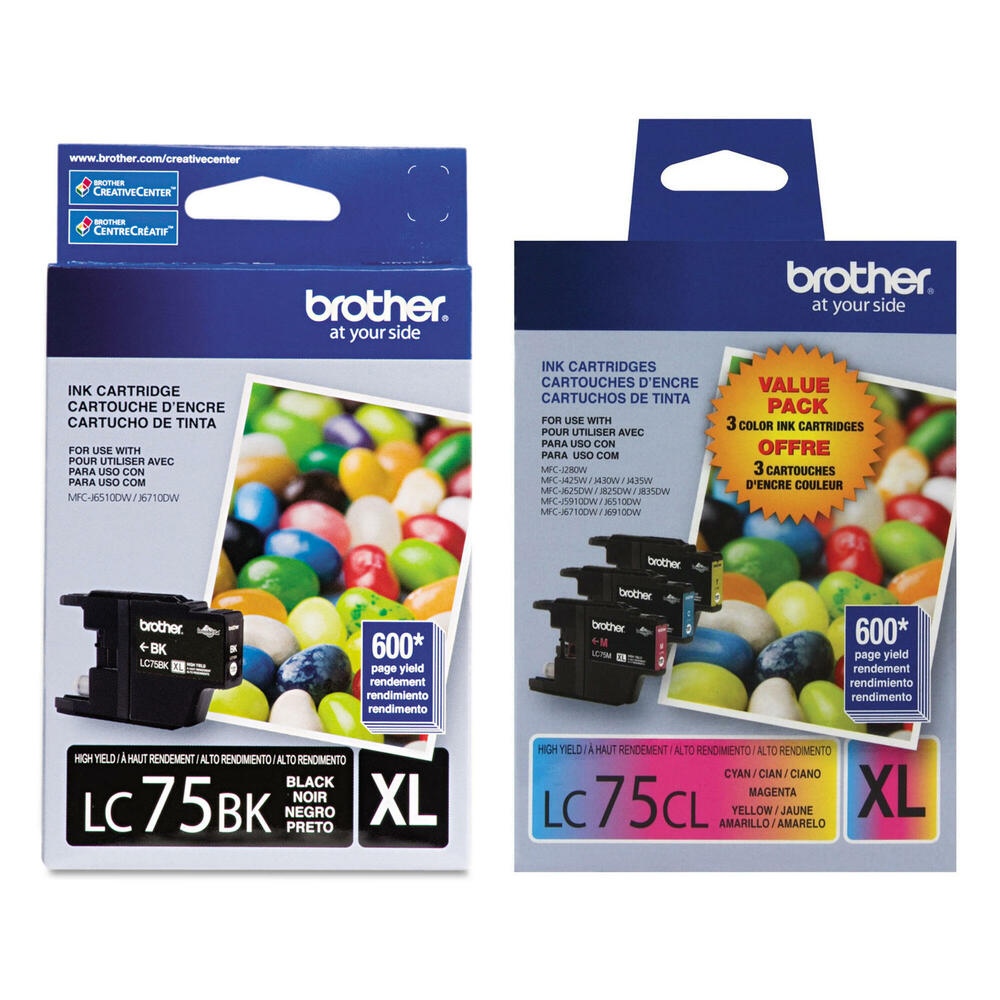 Brother LC75 Original Ink Cartridge Combo High Yield BK/C/M/Y
