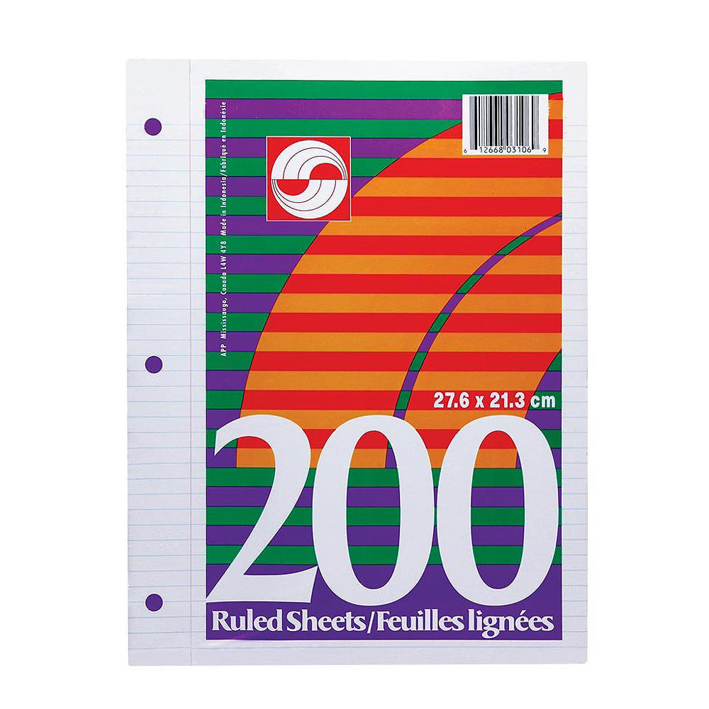 APP® Lined Ruled Loose Leaf Sheets, 81/2" x 11", 3Hole, White