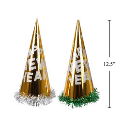 Other Brands LVC 10229 Christmas New Year Party Supplies Happy New Year 12 5 Party Hat with Tinsel 1 Randomized Color Per Pac