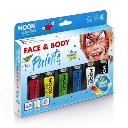 Moon Creation™ Face & Body Paint Primary Colours Boxset, 6 Colours, 12 ml / each