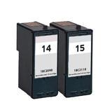 Lexmark14 Lexmark15 Combo X2650 Lexmark 14 18C2090 Lexmark 15 18C2110 Remanufactured Black Color Ink Cartridge Combo