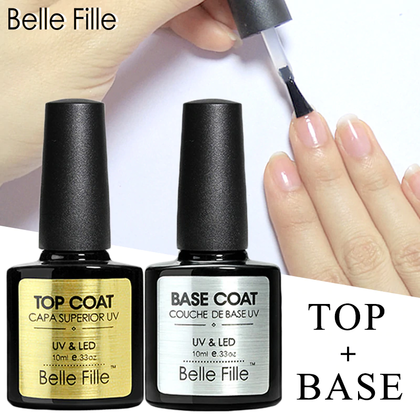 Nail Polish UV 10ml Transparent Belle Fille Base and Top Coat Gel 2Pcs