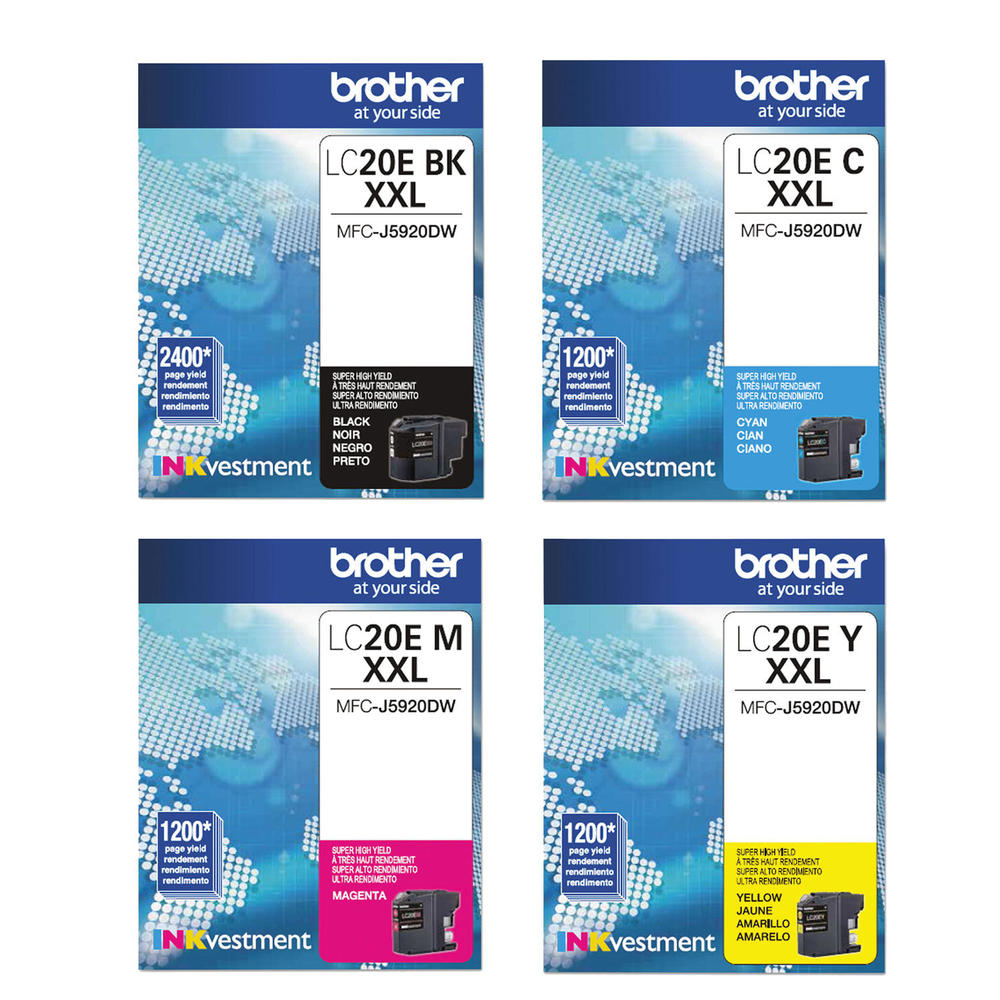 Brother LC20E Original Ink Cartridge Combo Extra High Yield BK/C/M/Y