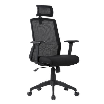 Ergonomic Mesh Office Chair with Adjustable Headrest and Armrest, Black - Moustache®