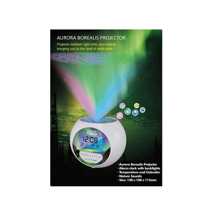 Aurora Borealis Projector 2-Light Tabletop Clock
