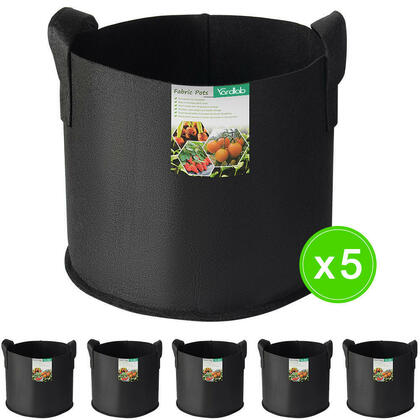 5 Gallons Planting Grow Bags - Aeration Fabric Pots with Handles - 5-Pack - Yardlab™