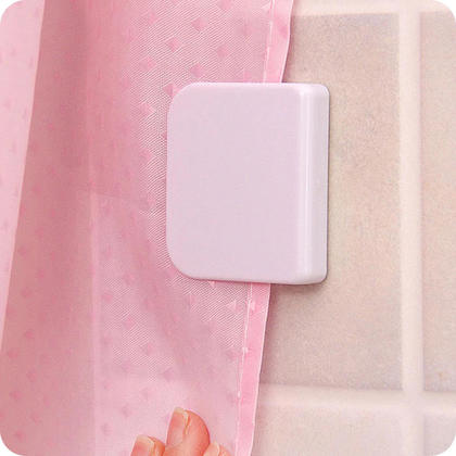 1 Set Shower Curtain Clip Bathroom Curtain Buckle Wind Fixed Hook Curtain Holder, White
