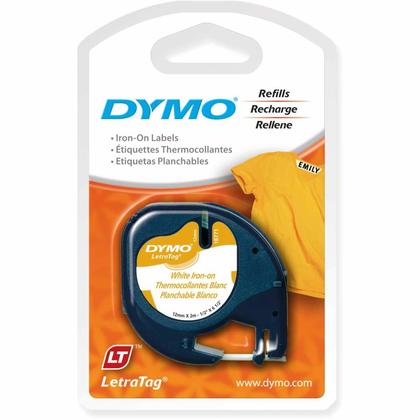 DYMO® 18771 LetraTag® Original Fabric Iron-on Labels, 1/2" (12mm) Black on White