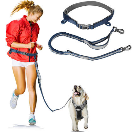 Durable Hands Free Dog Leash with Adjustable Waist Belt and Shock Absorbing Bungee - LIVINGbasics®