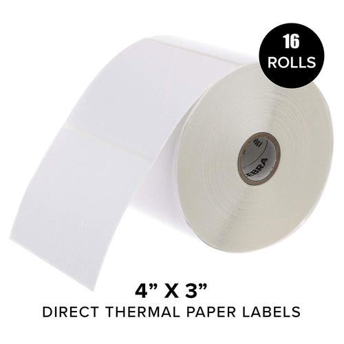 Compatible Direct Thermal Paper Labels Black on White, 4" x 3", 500