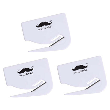 Letter Opener with Plastic Razor Blade for Home and Office, Pack of 3 - Moustache®