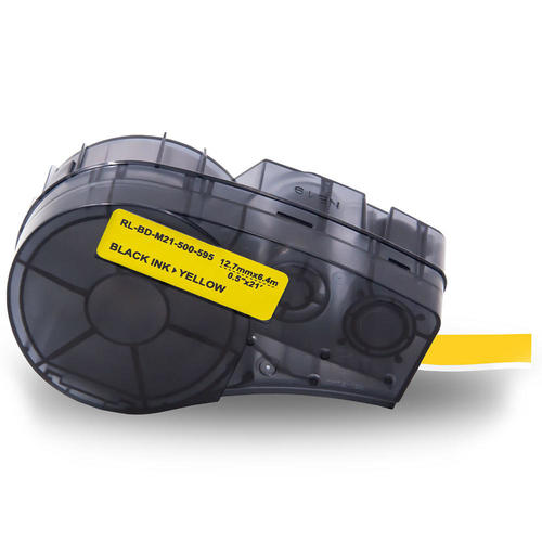 Brady BMP21 Plus Indoor/Outdoor Vinyl Labels, 0.5" x 21', Black on