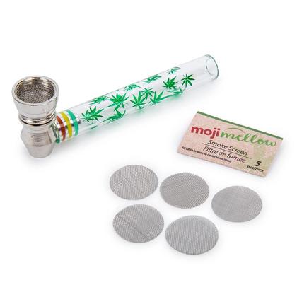 Glass Pipe Set, Slide Blister, 1 Randomized Color Per Pack - Moji Mellow