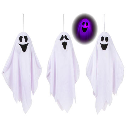 Halloween Hanging Decoration Light-Up Ghost, 1 Randomized Style per Pack, 19.5" - G.Ghouls