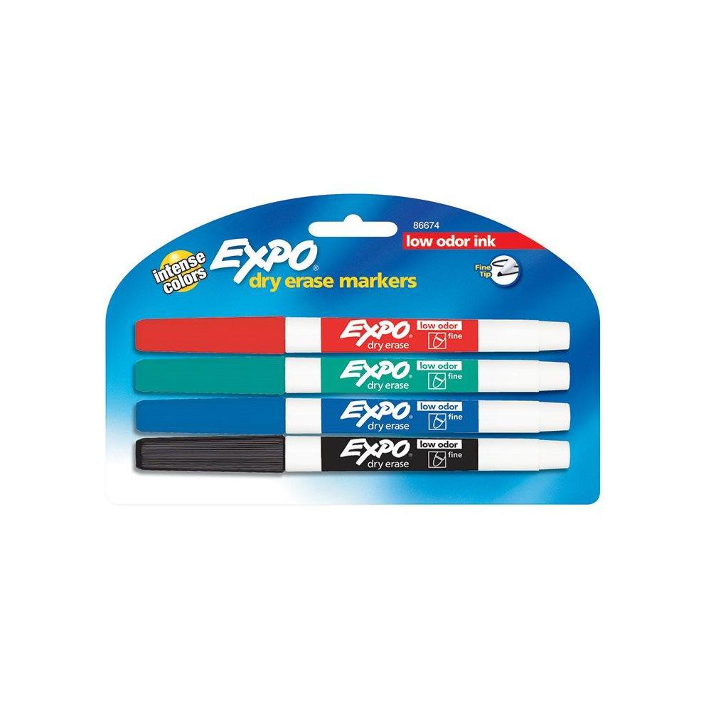 Expo® Low Odour Dry Erase Whiteboard Marker, Fine Point, Package of 4
