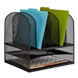 SAFCO 3255BL Desk Organizers SAFCO Onyx Desk Organizer 2 Horizontal 6 Upright Sections