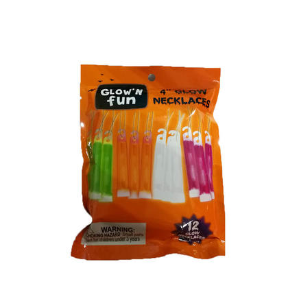 Multicolored Glow Stick Plastic Necklaces 4" 12Pcs/Pack