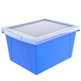 Storex 61410U06C Storage Crates Bins Storex 4 Gallon 15 L Classroom Storage Bin with Lid 13 625 L x11 25 W x 7 87 H Blue