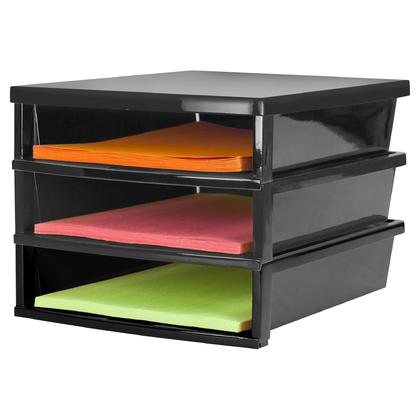 Storex® Quick Stack Construction Paper Sorter, 3 Compartments, Black
