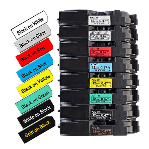 Brother TZe Series Label Tape, 12mm (0.47"), Compatible, 8 Colors in One Combo