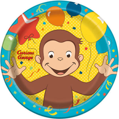 Curious George assiettes rondes 9", 8ct
