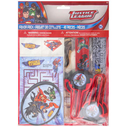 Justice League cotillons pour 8, 48pcs, multicolore