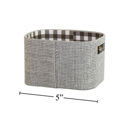 Woven Small Stackable Storage Basket, grey, 4.7x3.5x3.2in,