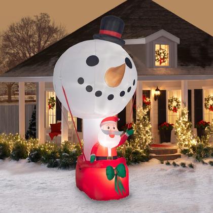 Christmas Inflatable Santa in Hot -Air Balloon with LED + Blower, 9ft - Airblown