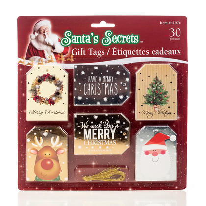 Christmas Luxury Foil Gift Tags, 30Pcs - Santa's Secrets