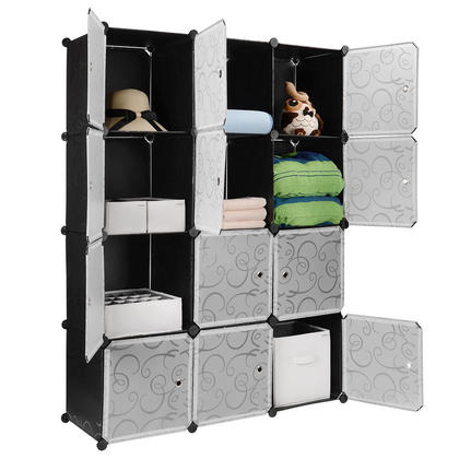 DIY Plastic Portable Wardrobe Closet Organizer Storage Shelving Cabinet 12-Cube - SortWise®-Openbox