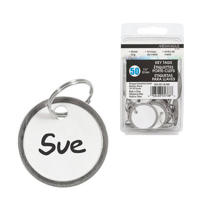 Merangue White Key Tags, 1-1/4" Diameter, 50/Pack