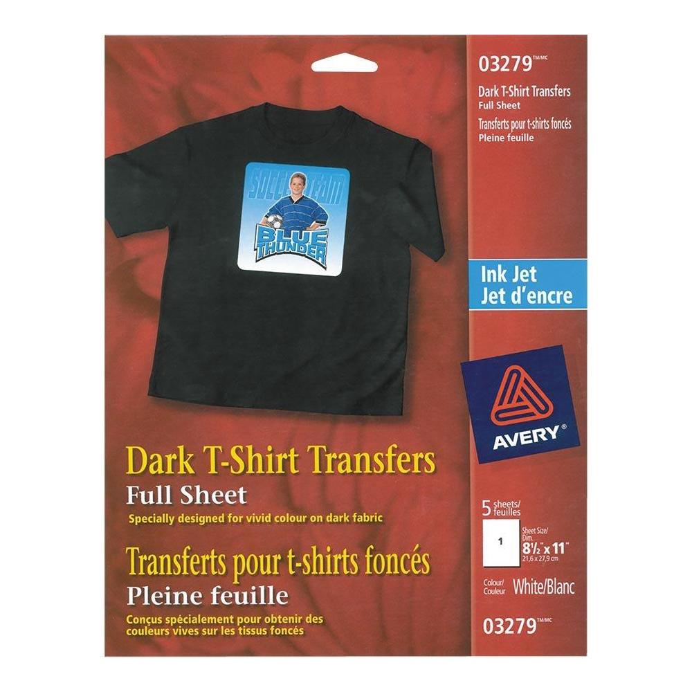 Avery Dark TShirt Transfers, Use on Dark Fabrics, Inkjet Printers, 5 Sheets