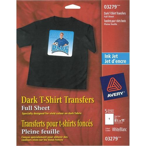 Avery Dark TShirt Transfers, Use on Dark Fabrics, Inkjet Printers, 5