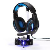 Enhance ENPCGHH100BKEW Laptops Accessories ENHANCE Gaming Headset Stand Headphone Holder 4 Port USB Hub 7 LED Modes