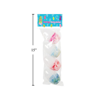 Easter Plastic Fillable Eggs with Marble Base, 4.5", 4pcs/Pack