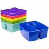 Storex 00948E06C STORAGE CRATES BINS Storex Large Caddy Assorted Colors Yellow Blue Teal Red Green Purple Black 6 Pack