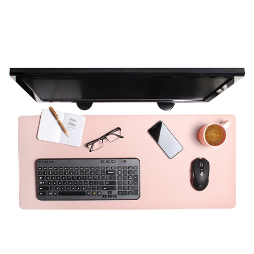 ENHANCE XXL Extended PU Leather Computer Desk Pad, Pink / Black / Blue
