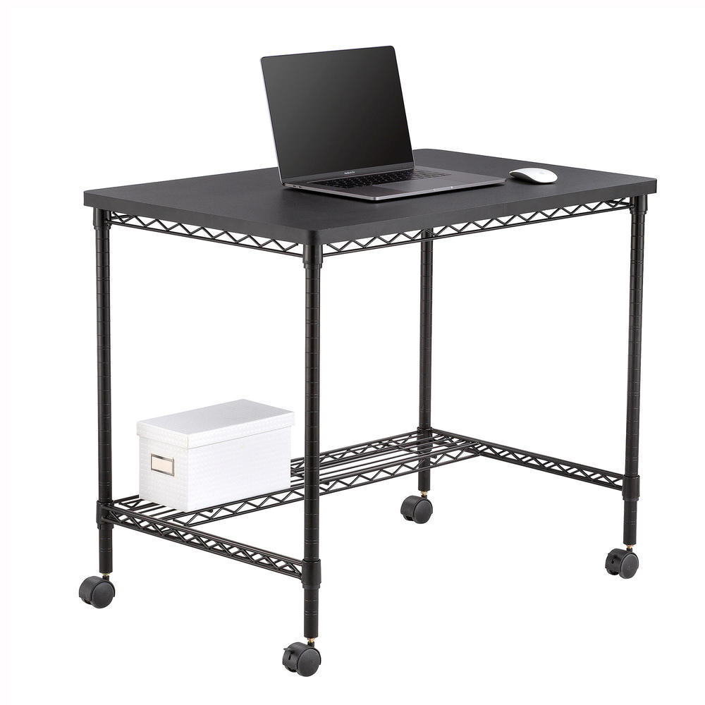 Safco® Steel Mobile Wire Desk with 4 Casters, 25.8"D x 30.6"H x 38"W, Black